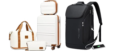 A set of suitcases / A connected backpack